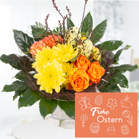 Flower Bouquet Frohe Ostern + Greeting Card