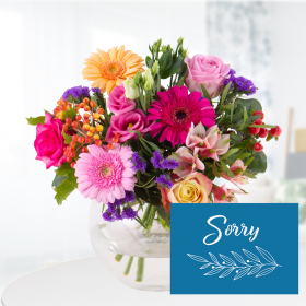 Flower Bouquet Kunterbunt + "Sorry" Greeting Card