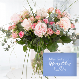 Rose Bouquet Sophia + "Alles Gute zum Hochzeitstag" Greeting Card