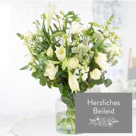 Flower Bouquet Champagnertraum + "Herzliches Beileid" Mourning Card