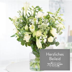 Flower Bouquet Champagnertraum + "Herzliches Beileid" Mourning Card