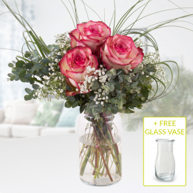 Flower Bouquet Kleine Aufmerksamkeit + Free Glass Vase