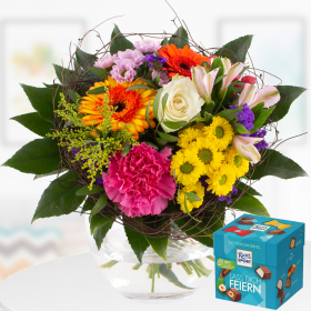 Flower Bouquet Farbenfroh + Chocolate Box Lass dich feiern