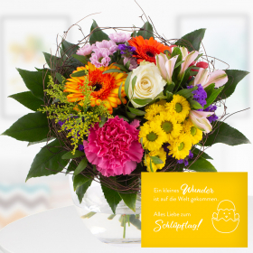 Flower Bouquet Farbenfroh + "Alles Liebe zum Schlüpftag" Greeting Card