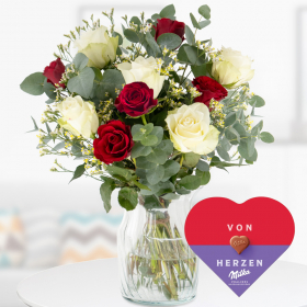 Rose Bouquet for Valentine's Day + free Milka Von Herzen