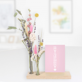 Letterbox Dried Flowers with card for Valentine's Day