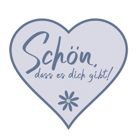 "Schön, dass es dich gibt!" Greeting Card in Heart Shape