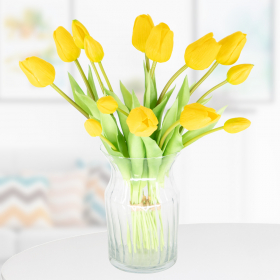 14 Yellow Artificial Tulips