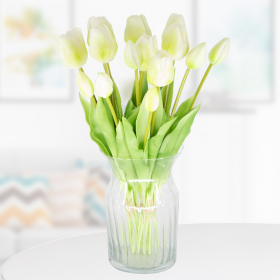 14 White Artificial Tulips