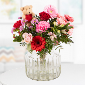 Mother's Day Flower Bouquet with cute Bear 