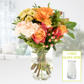 Flower Bouquet Bella + Free Glass Vase