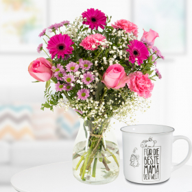Flower Bouquet Zoe + Nici Cup "Für die beste Mama der Welt"