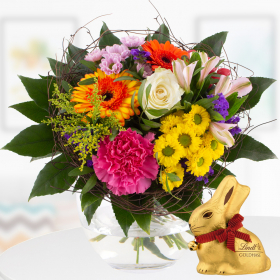 Flower Bouquet Farbenfroh + Lindt Easter Bunny (100g)
