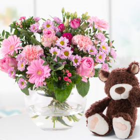 Bouquet of Flowers + Teddy Taps for the Birth of a Girl