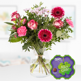 Flower Bouquet Carlotta + Milka Alles Gute