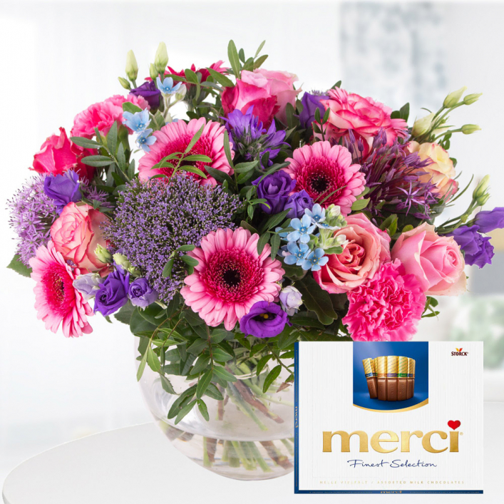 Roses Bouquet with Merci Chocolate